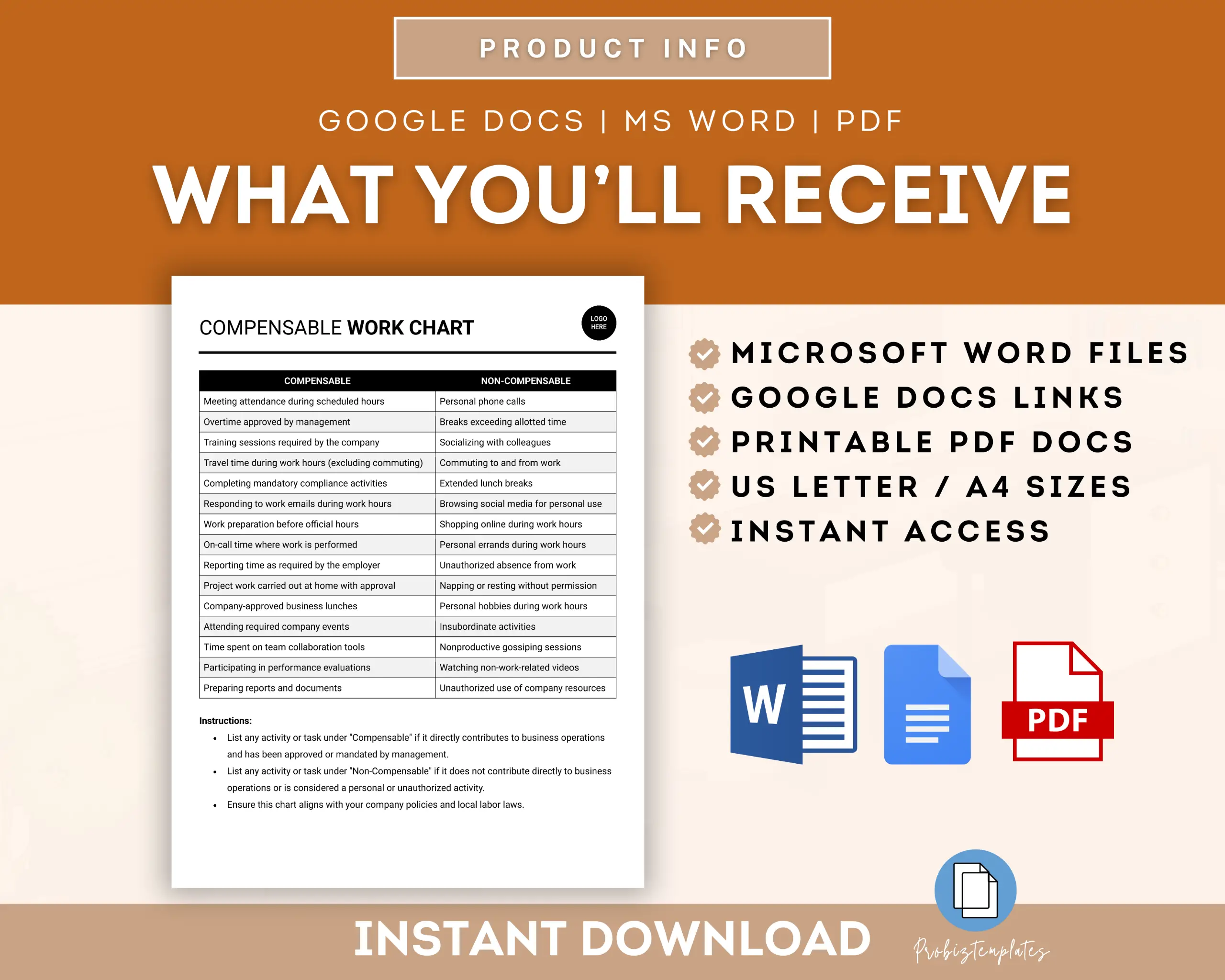 Compensable Work Chart Template - Image 5