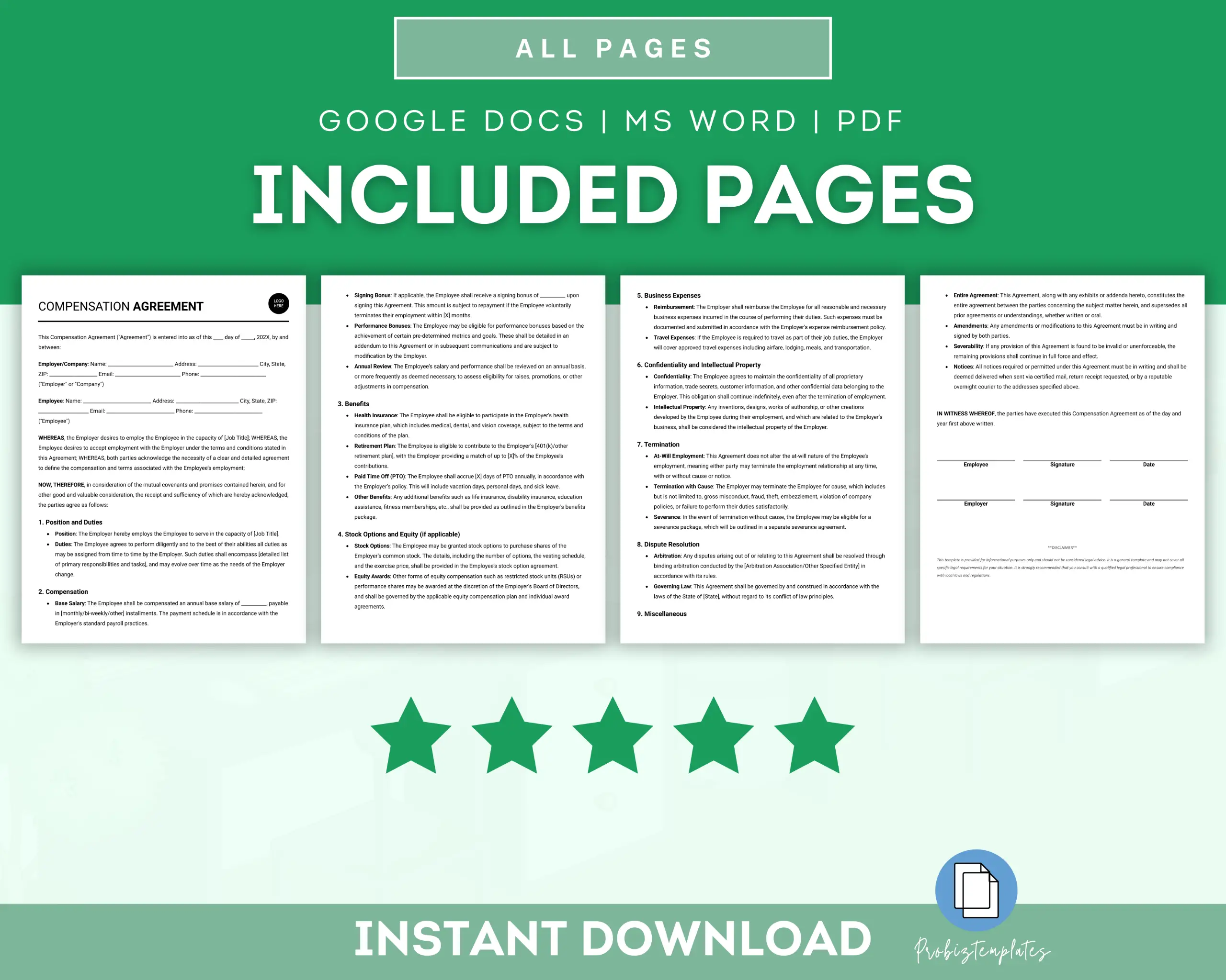 Compensation Agreement Template - Image 2