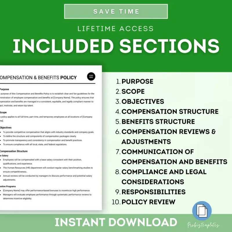 Compensation And Benefits Policy Template | ProBizTemplates