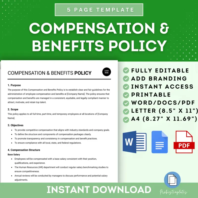 Compensation And Benefits Policy Template