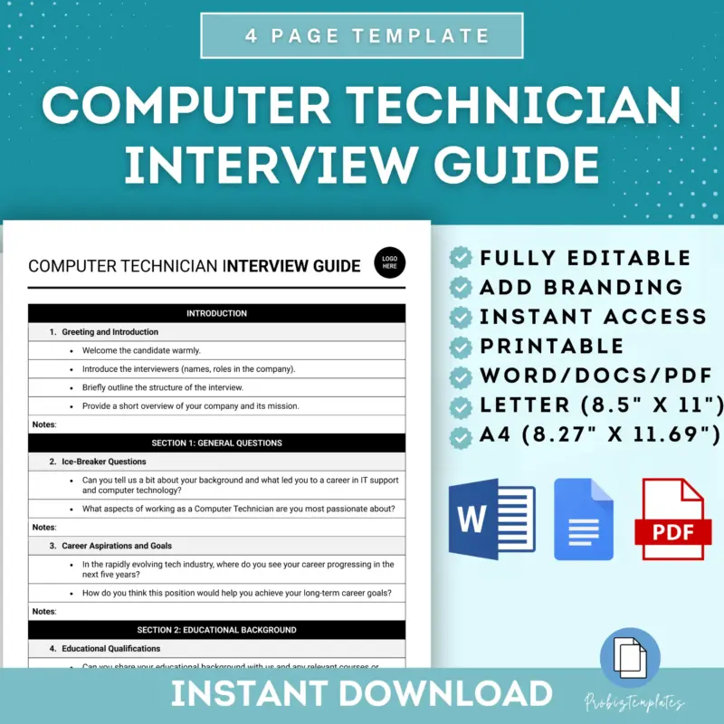 Computer Technician Interview Guide Template