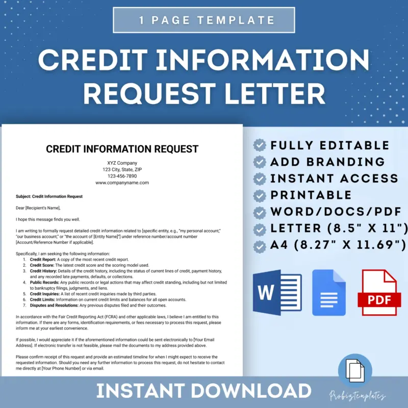 Credit Information Request Letter Template