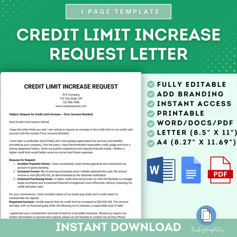 Credit Limit Increase Request Letter Template