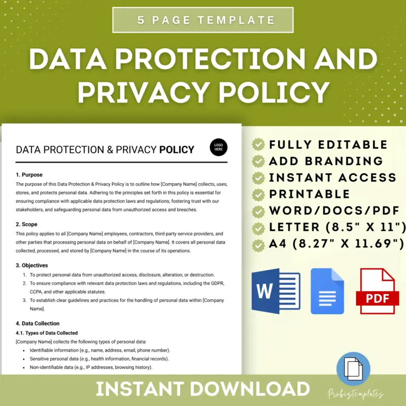 Data Protection And Privacy Policy Template