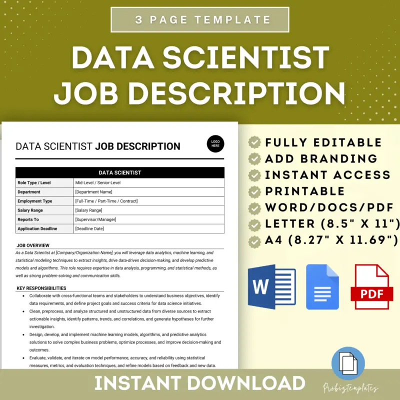 Data Scientist Job Description Template