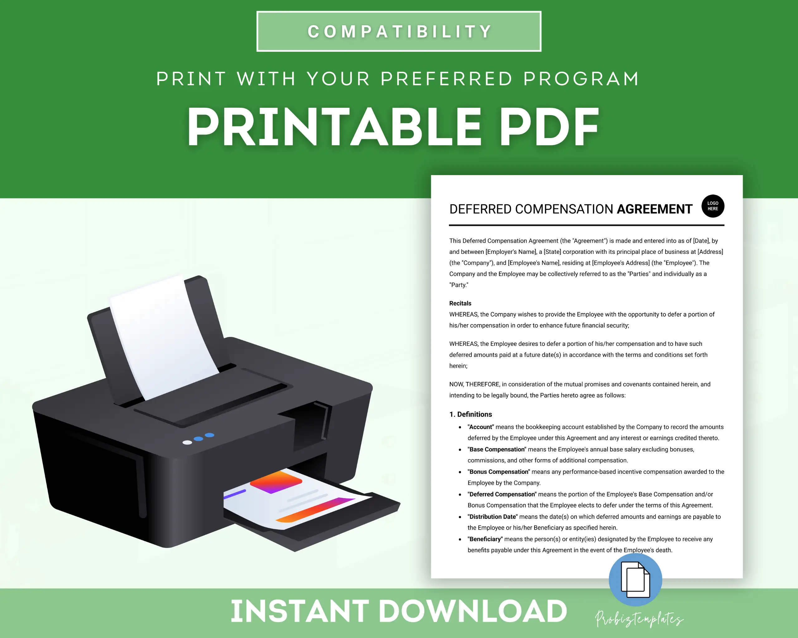 Deferred Compensation Agreement Template - Image 5