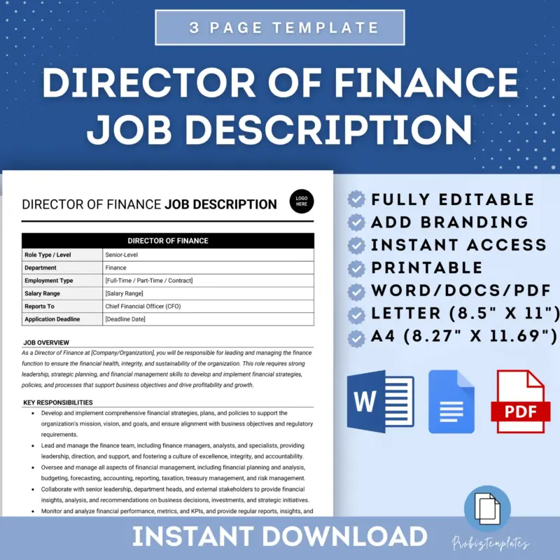 Director Of Finance Job Description Template
