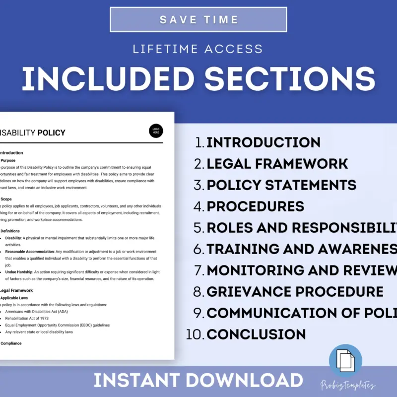 Disability Policy Template | ProBizTemplates
