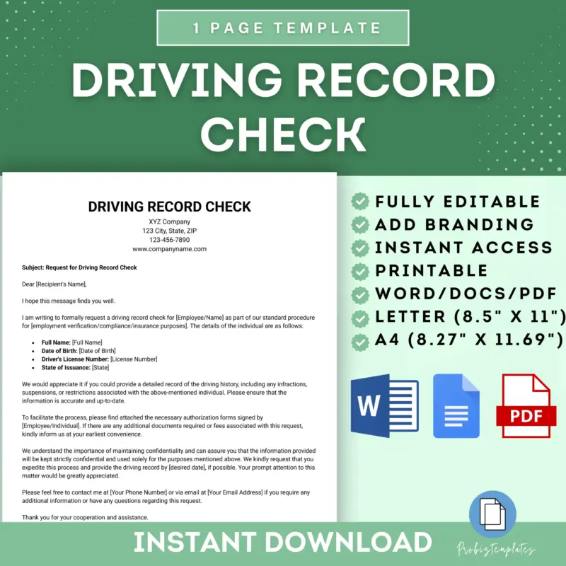 Driving Record Check Template