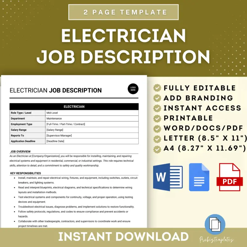 Electrician Job Description Template