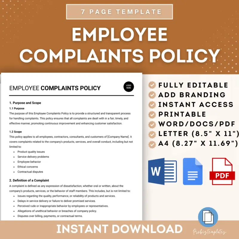 Employee Complaints Policy Template