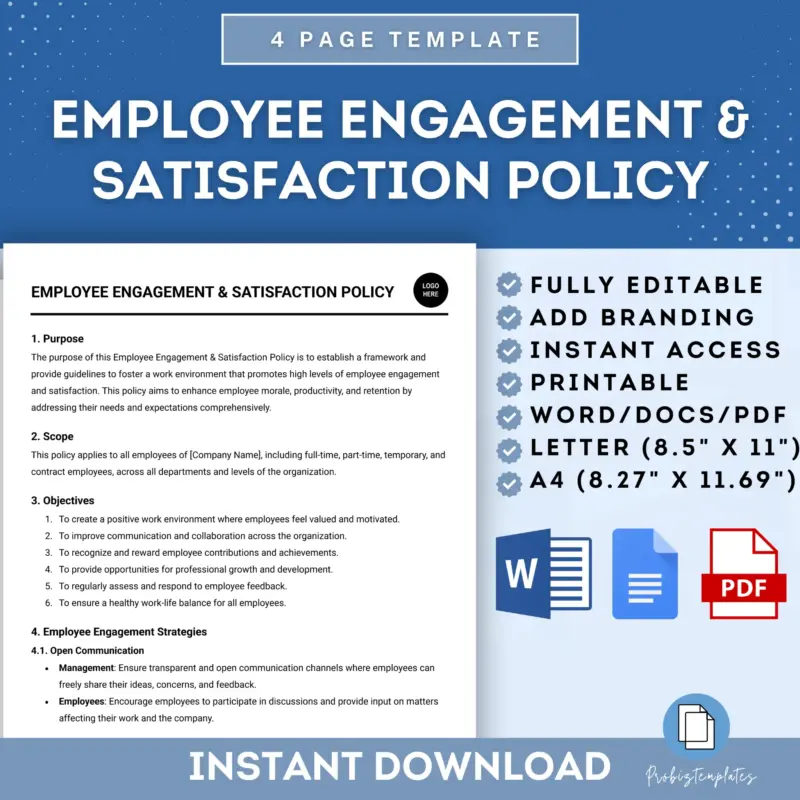 Employee Engagement And Satisfaction Policy Template