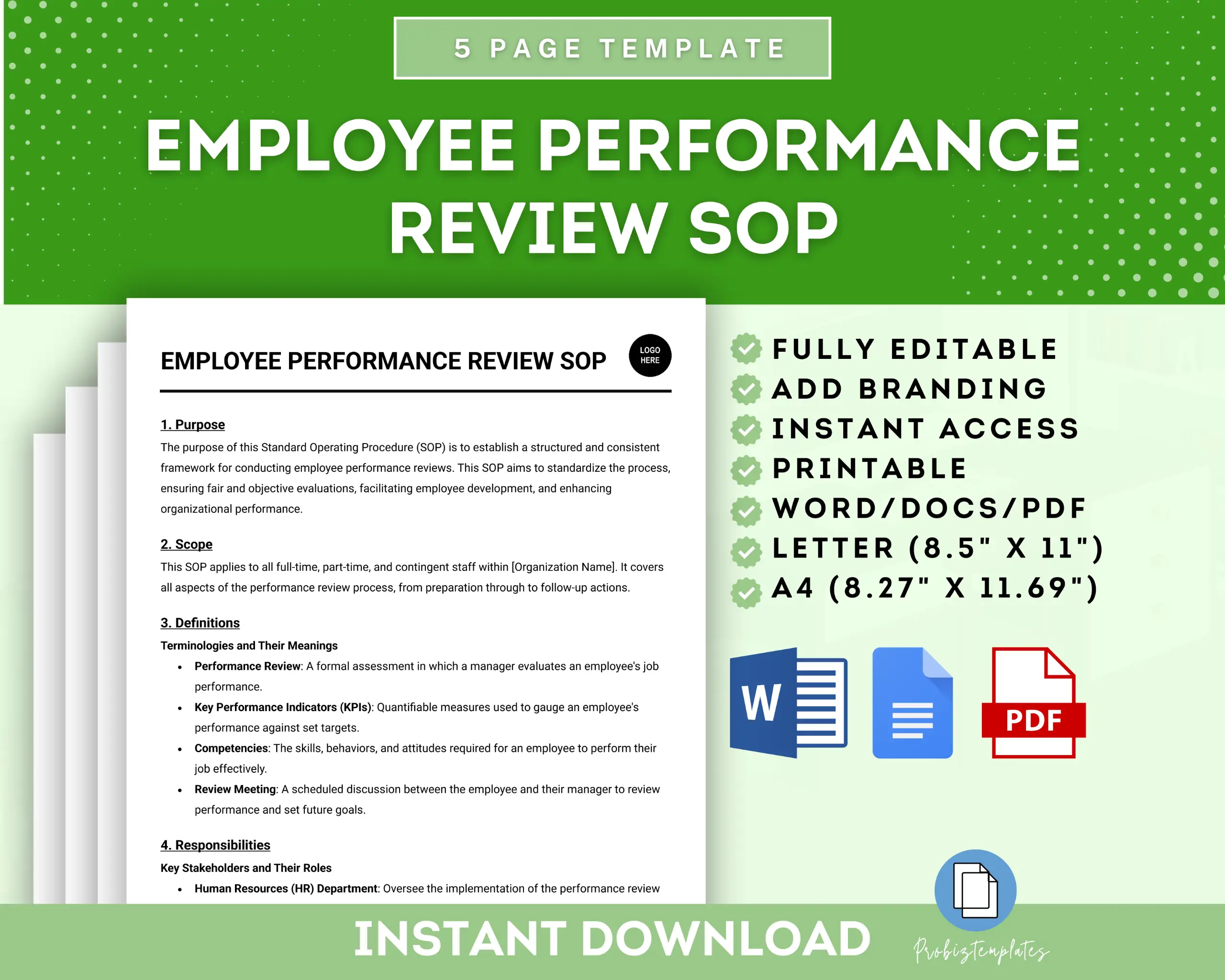 Employee Performance Review SOP Template