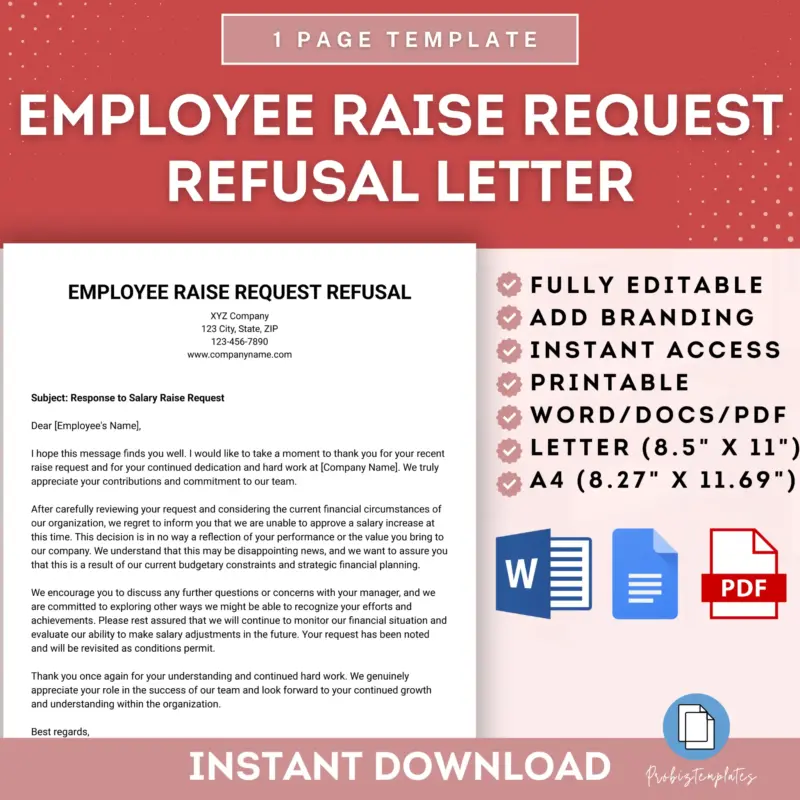 Employee Raise Request Refusal Letter Template