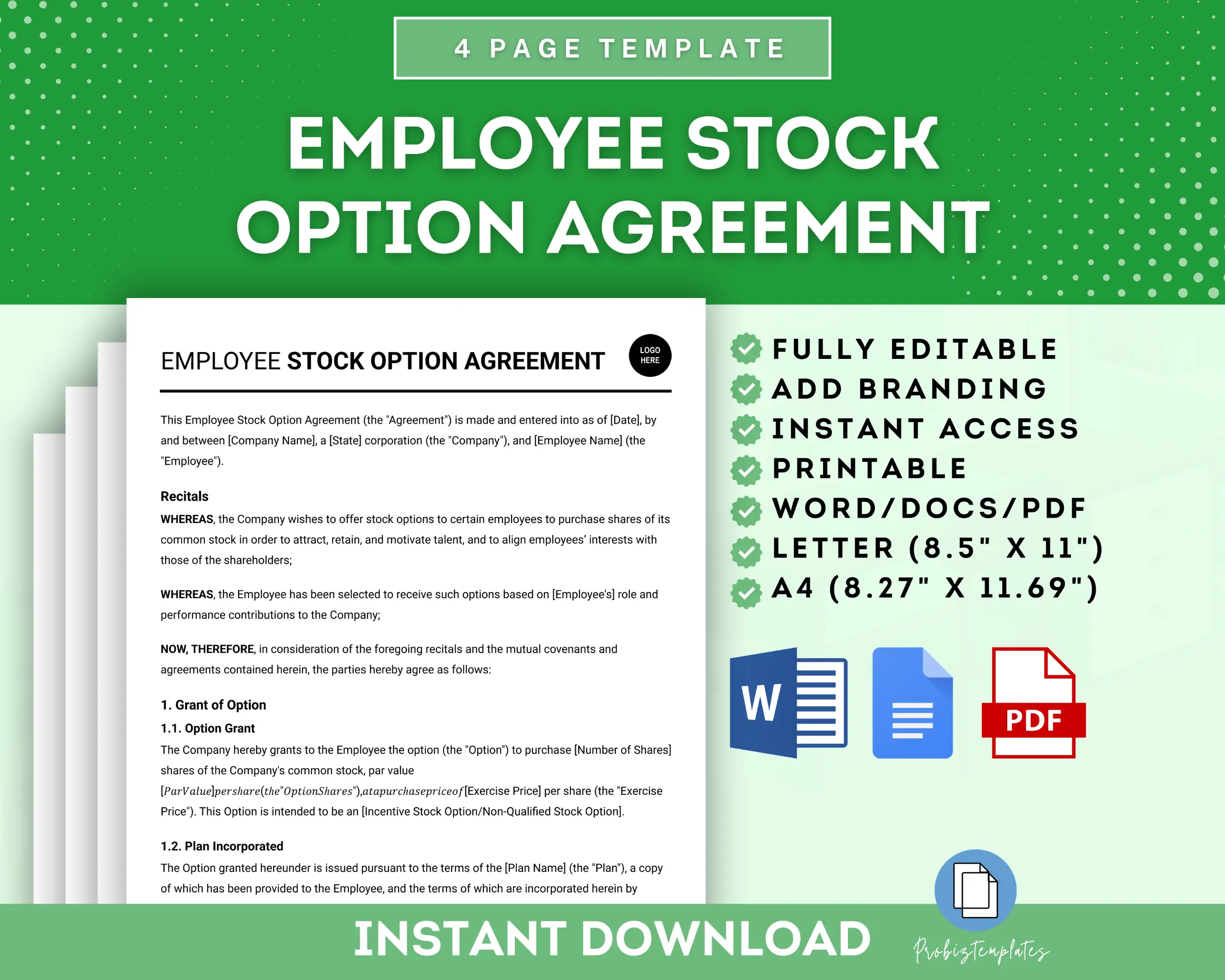 Employee Stock Option Agreement Template