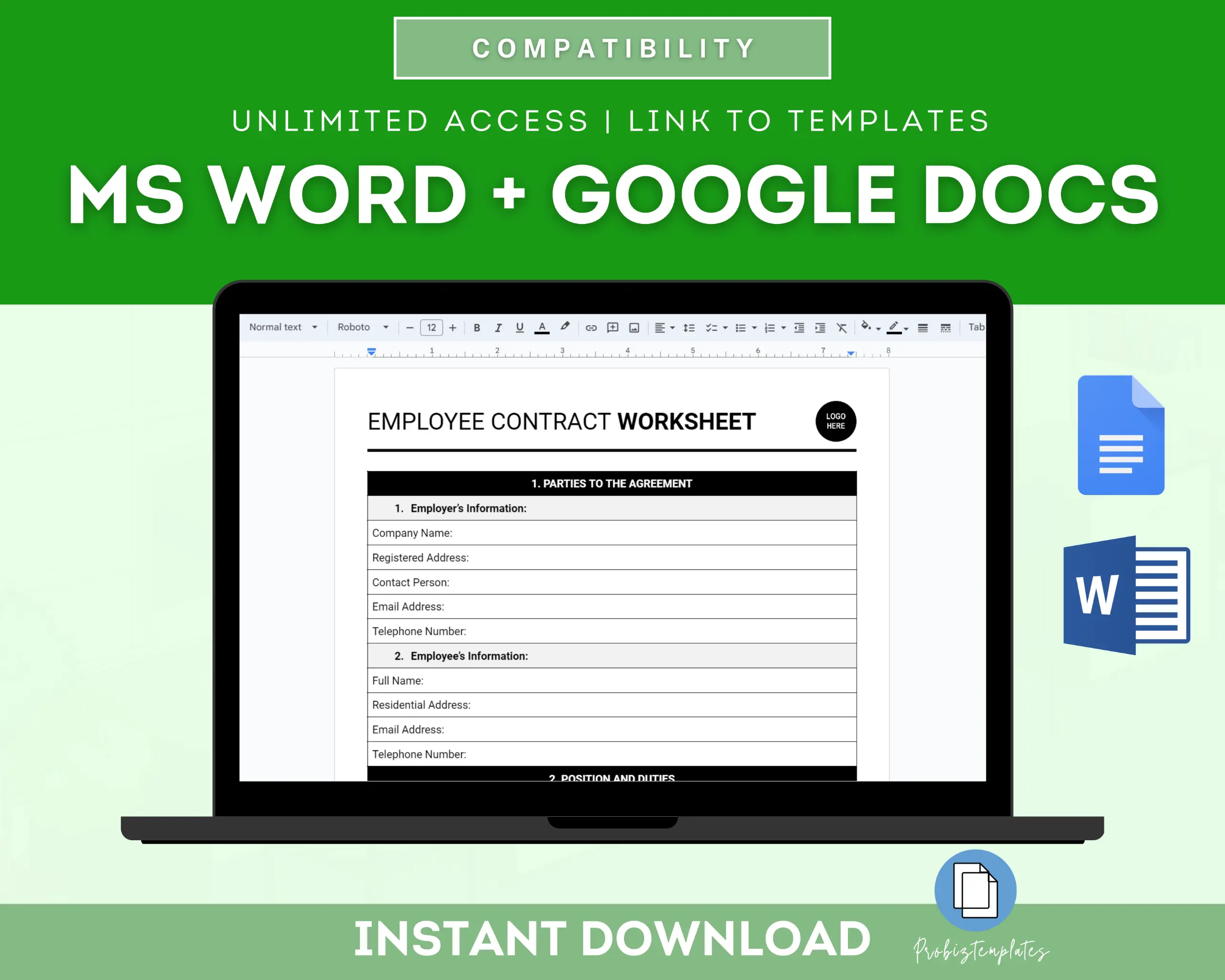 Employment Contract Worksheet Template - Image 4