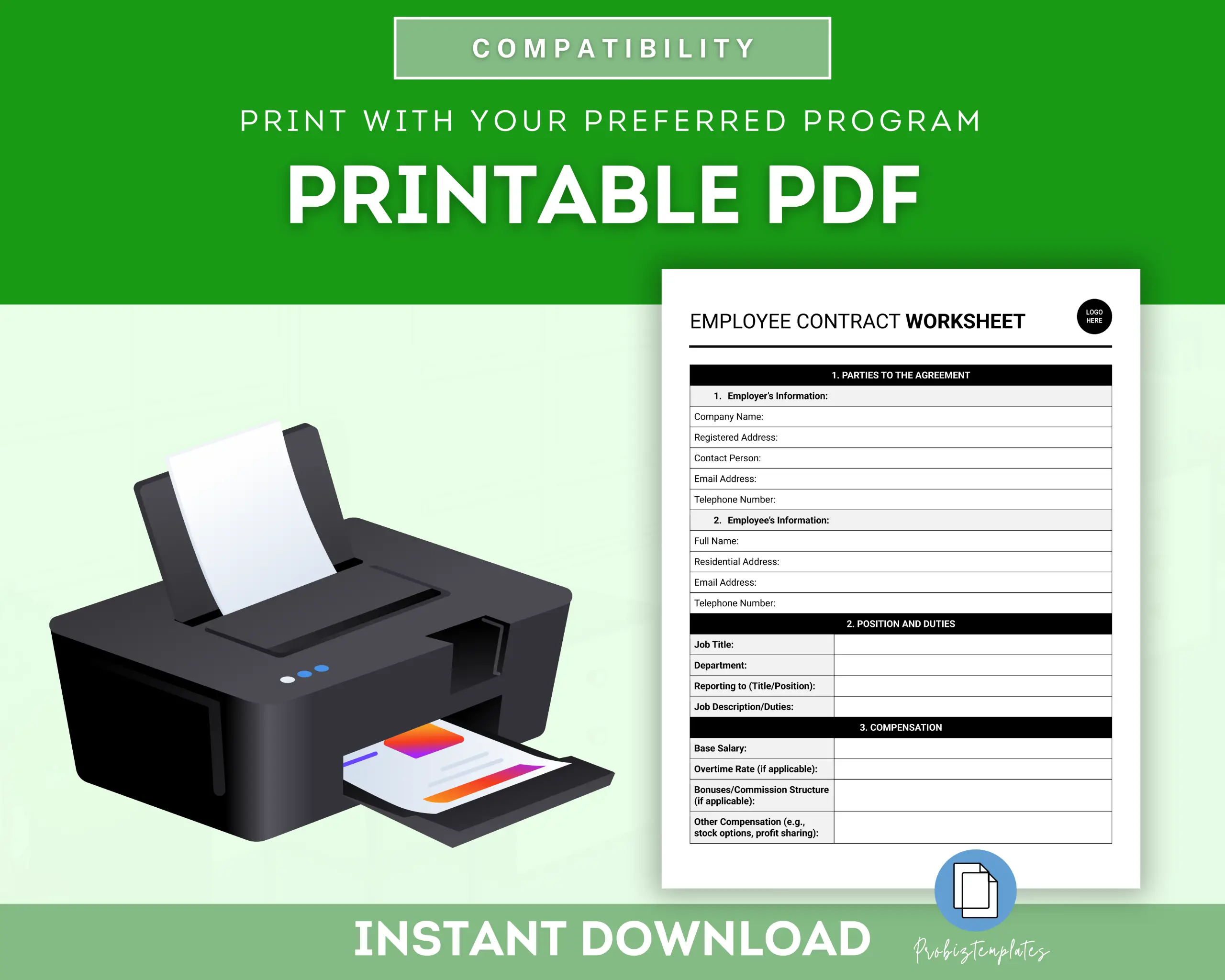 Employment Contract Worksheet Template - Image 5