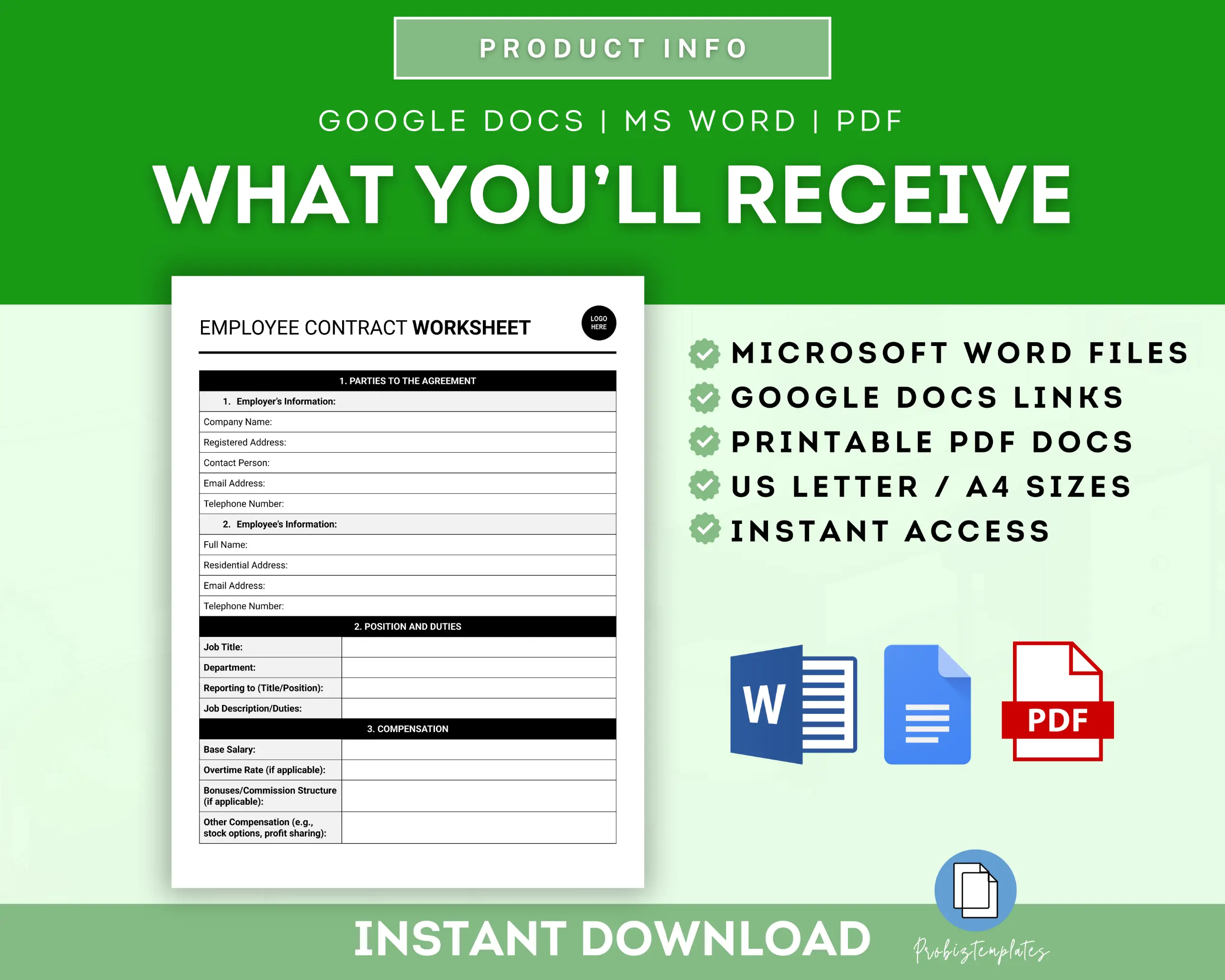 Employment Contract Worksheet Template - Image 6