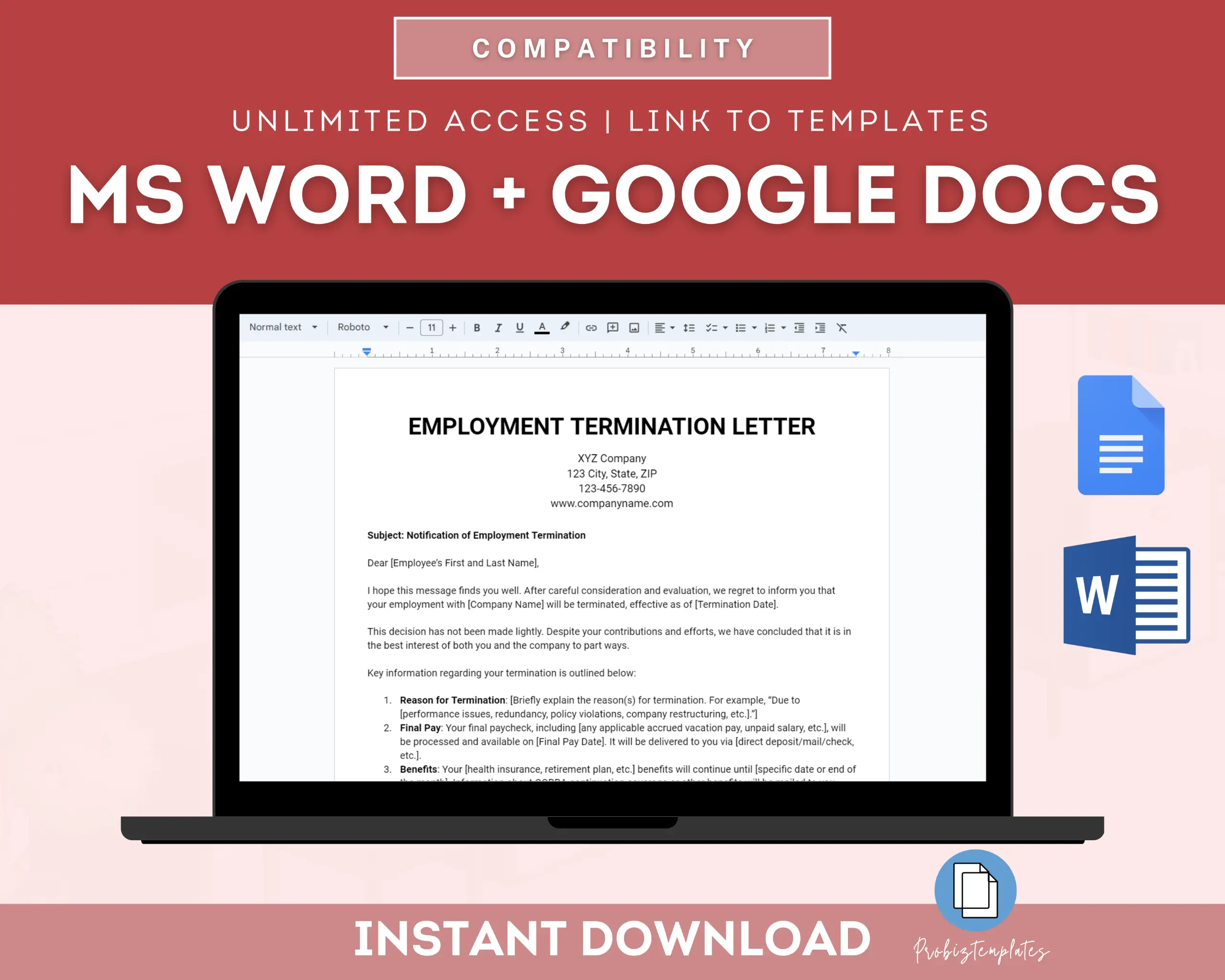 Employment Termination Letter Template - Image 2