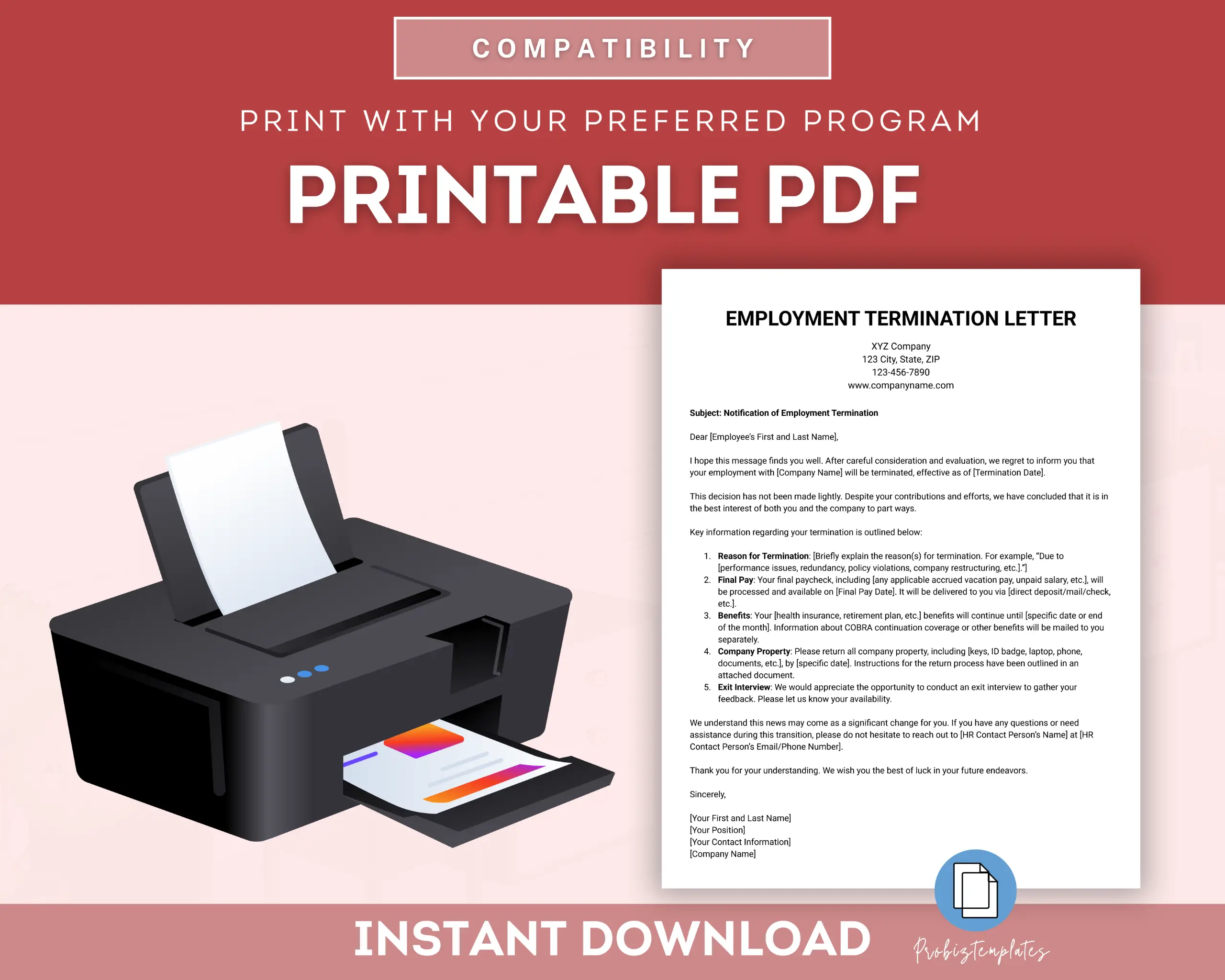 Employment Termination Letter Template - Image 3