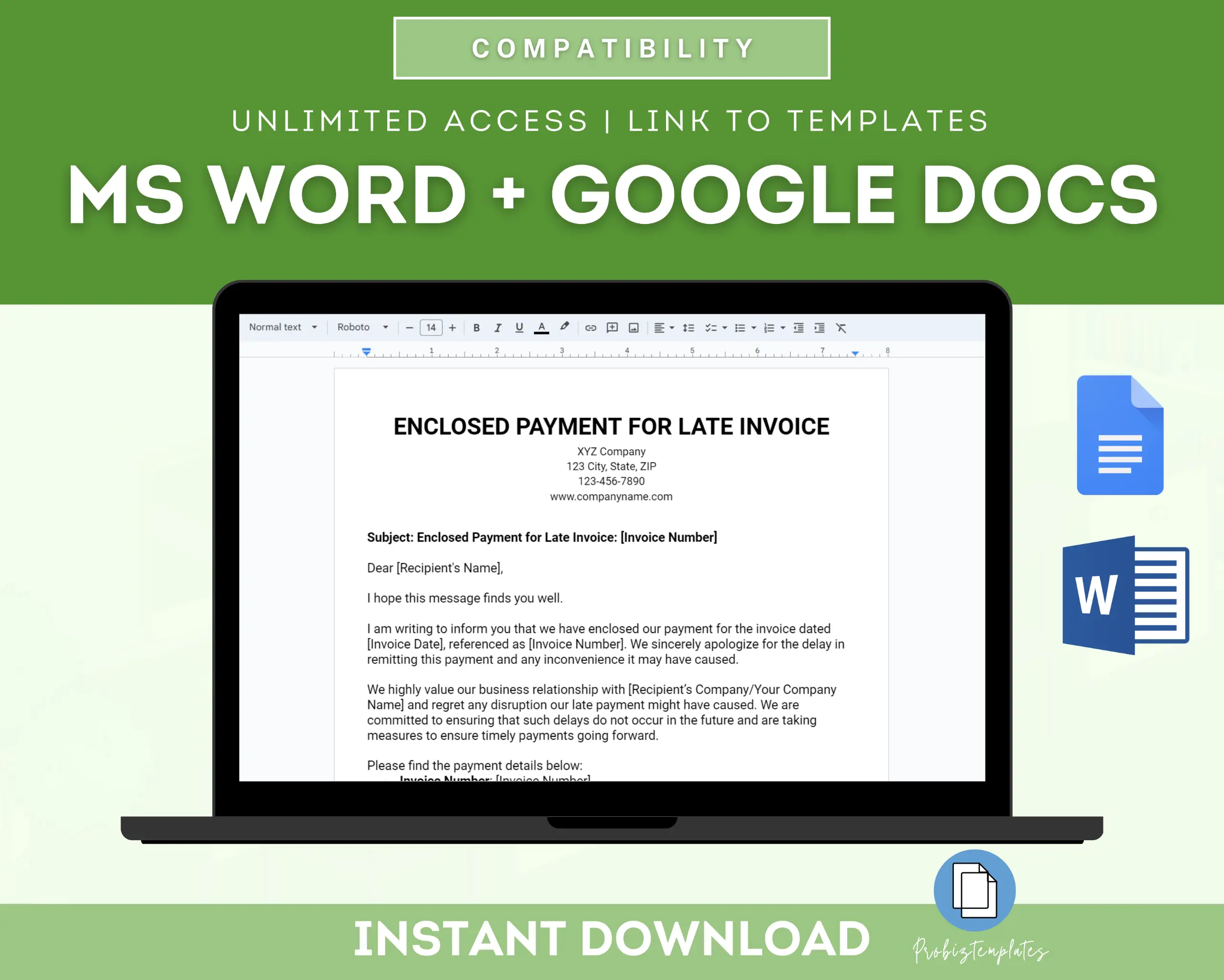 Enclosed Payment For Late Invoice Letter Template - Image 2