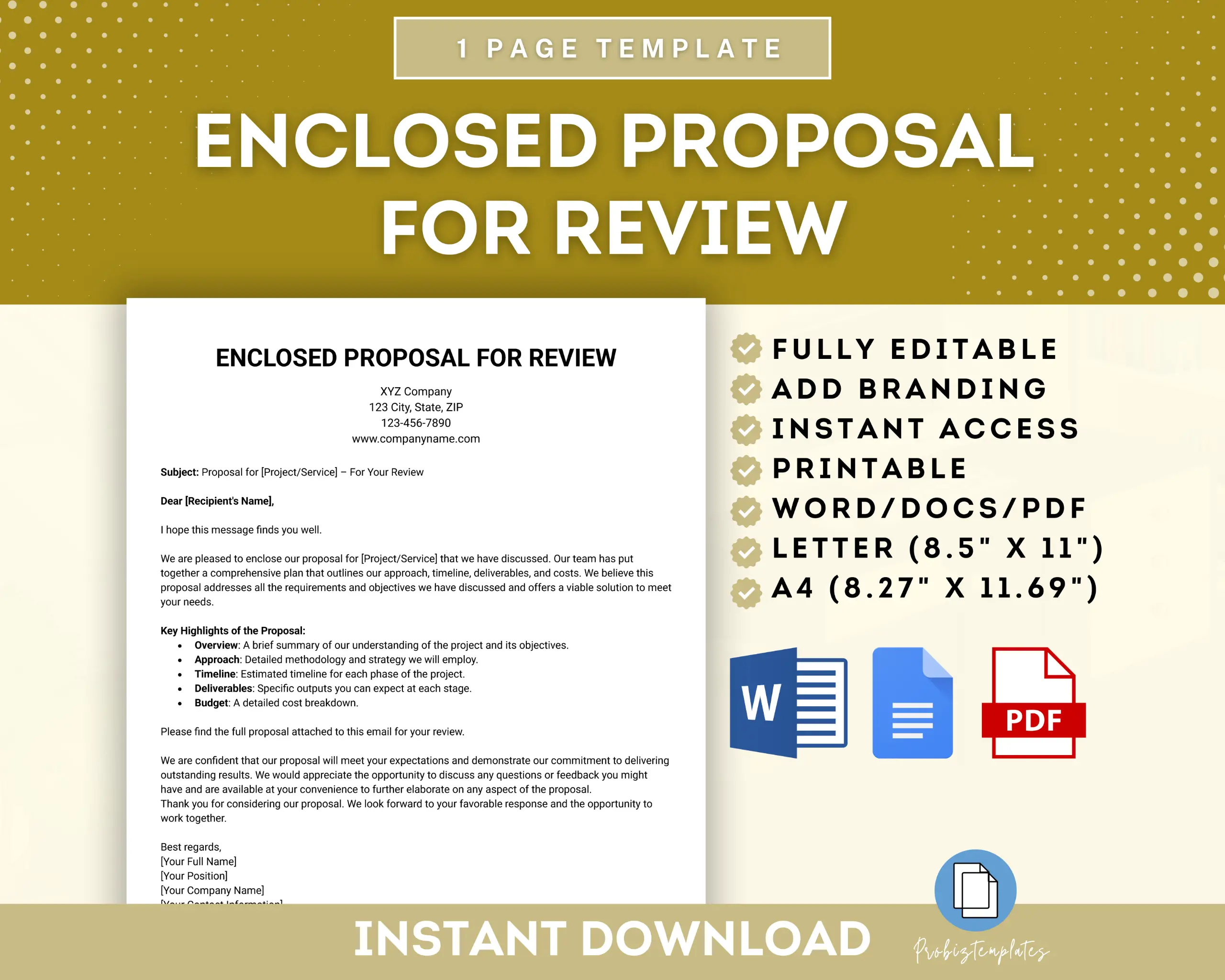 Enclosed Proposal For Review Template