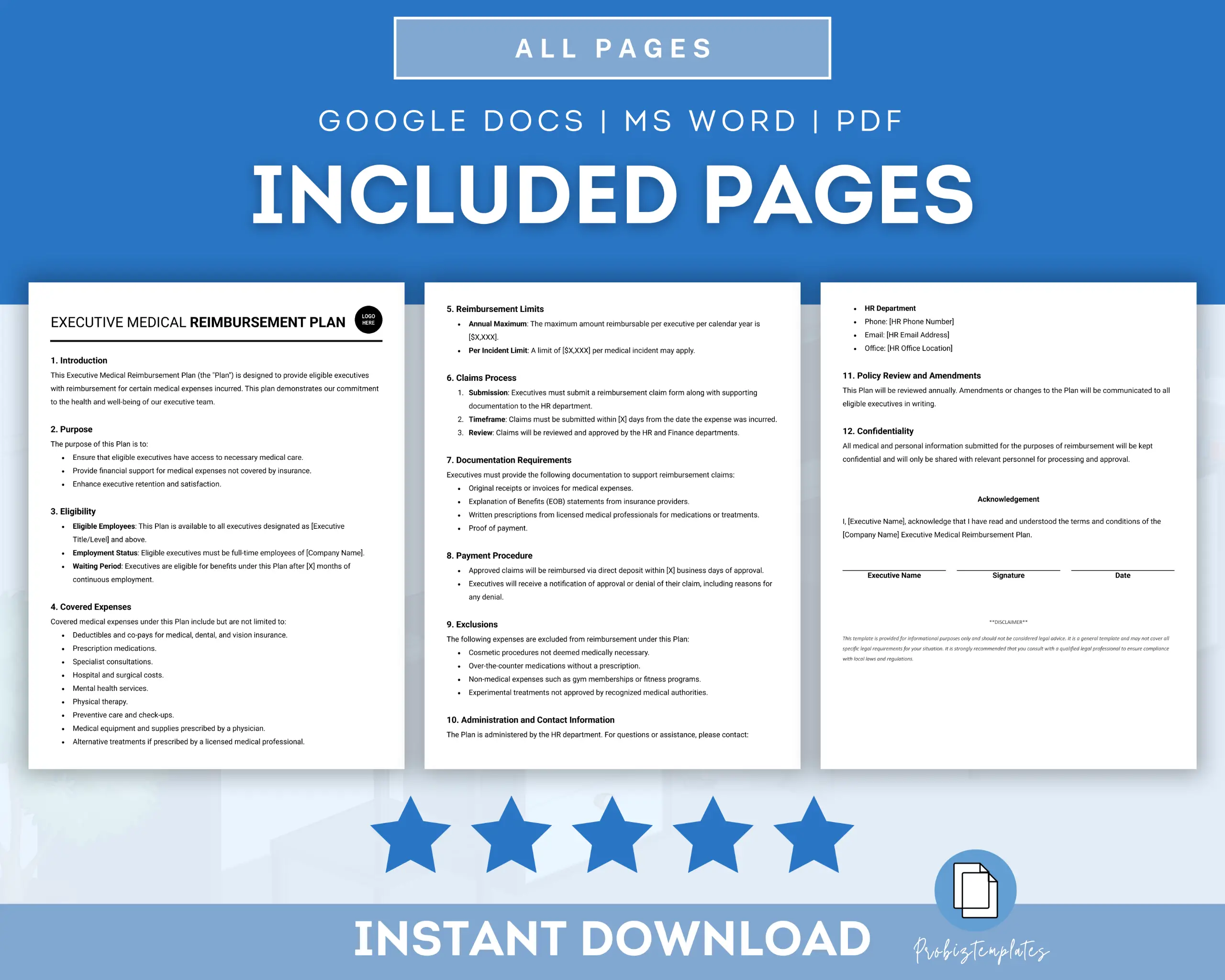 Executive Medical Reimbursement Plan Template - Image 2