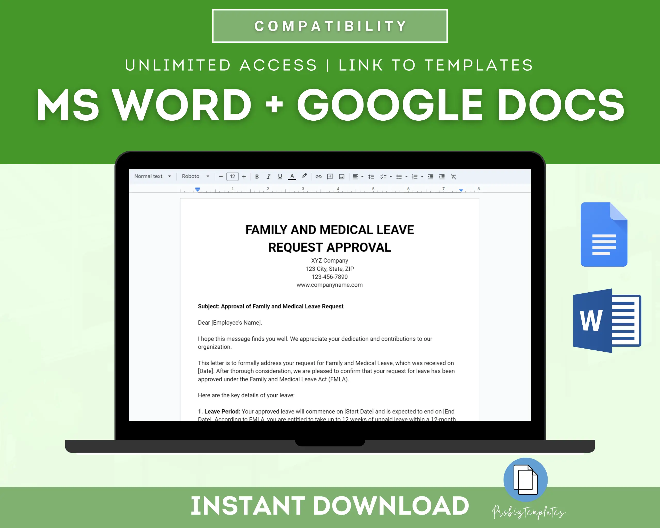 Family And Medical Leave Request Approval Letter Template - Image 4
