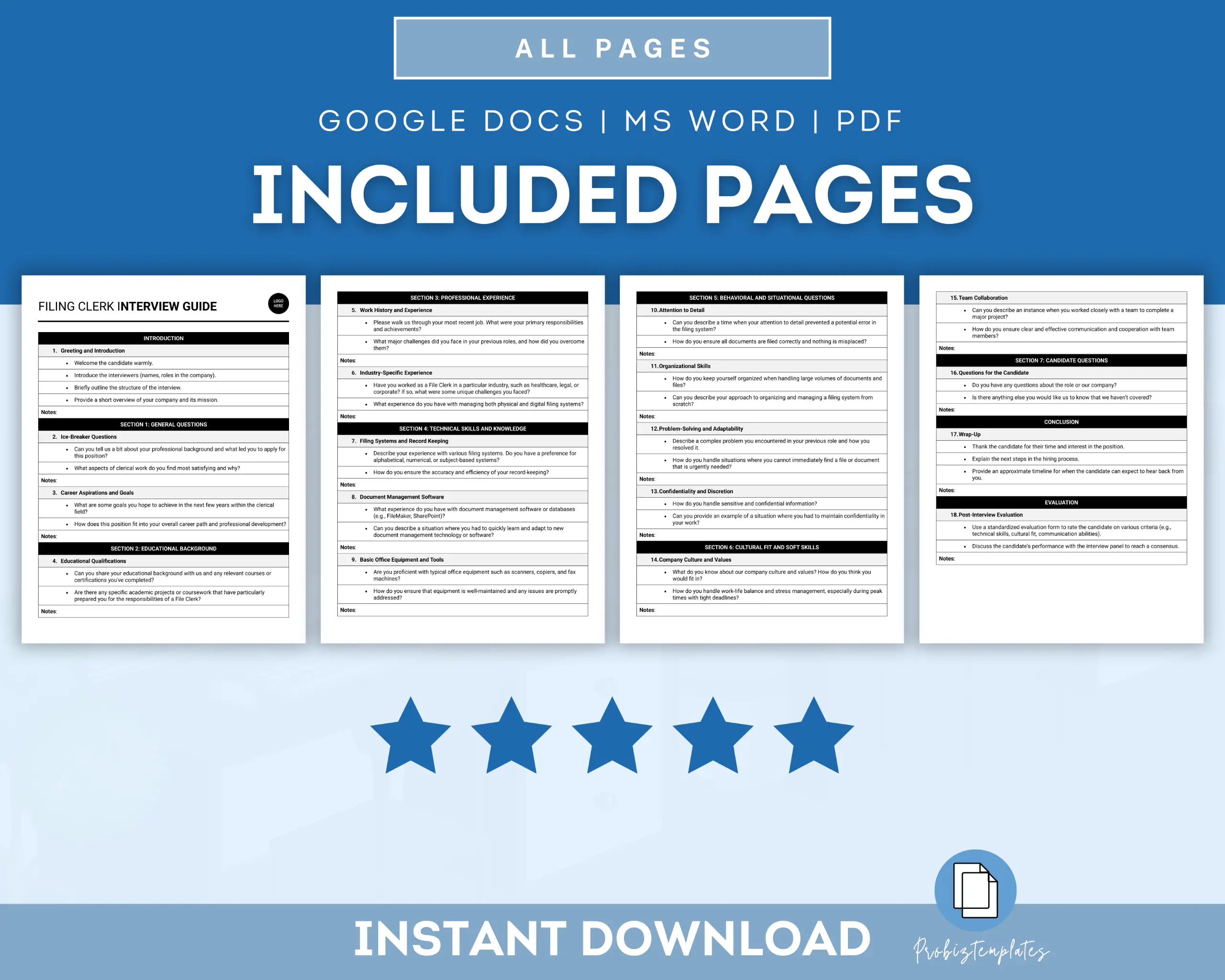 Filing Clerk Interview Guide Template - Image 2