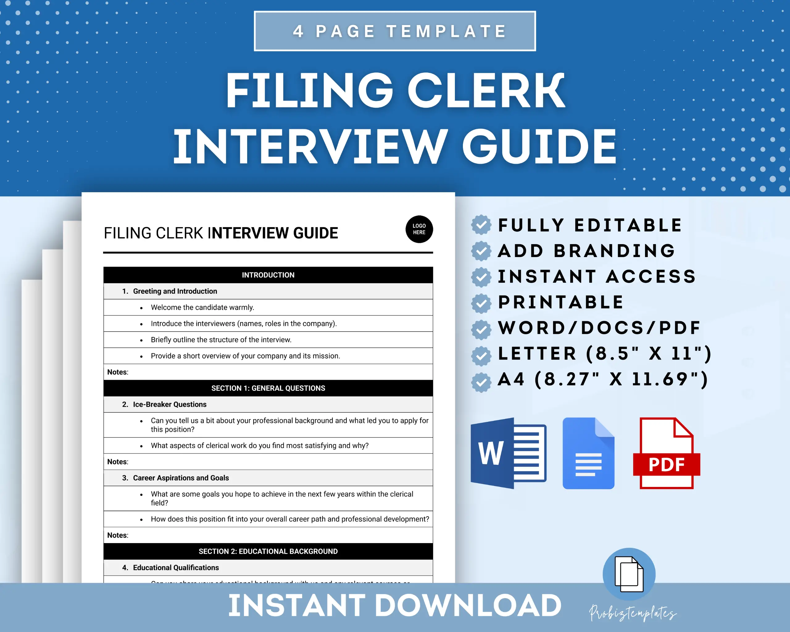 Filing Clerk Interview Guide Template