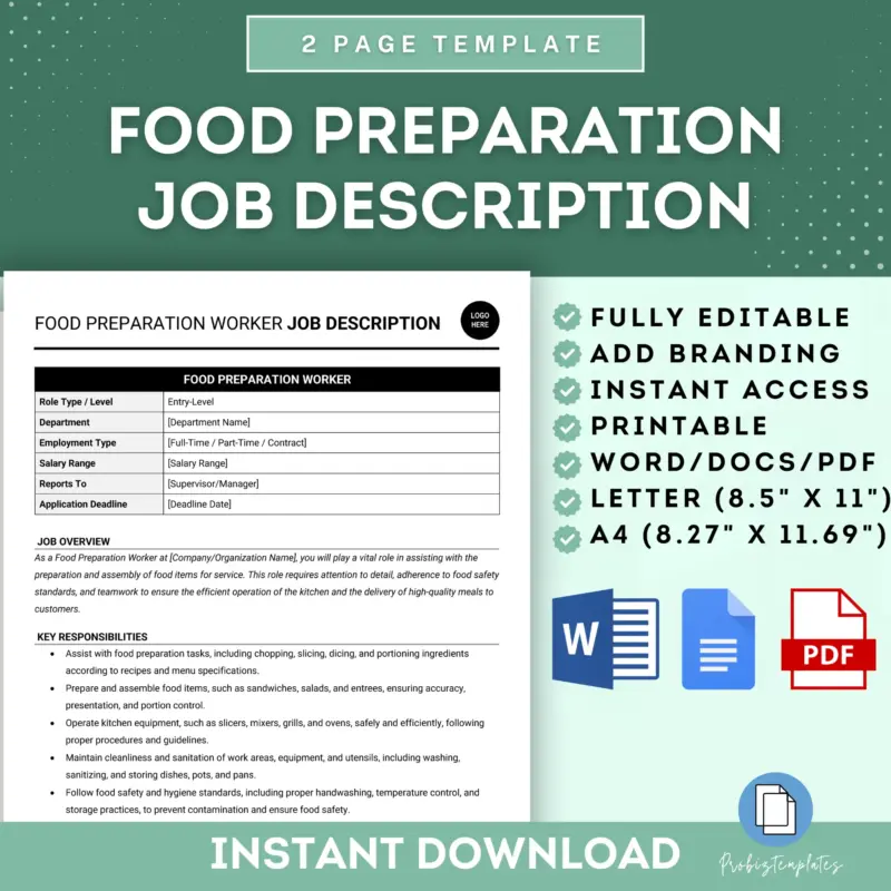 Food Preparation Worker Job Description Template