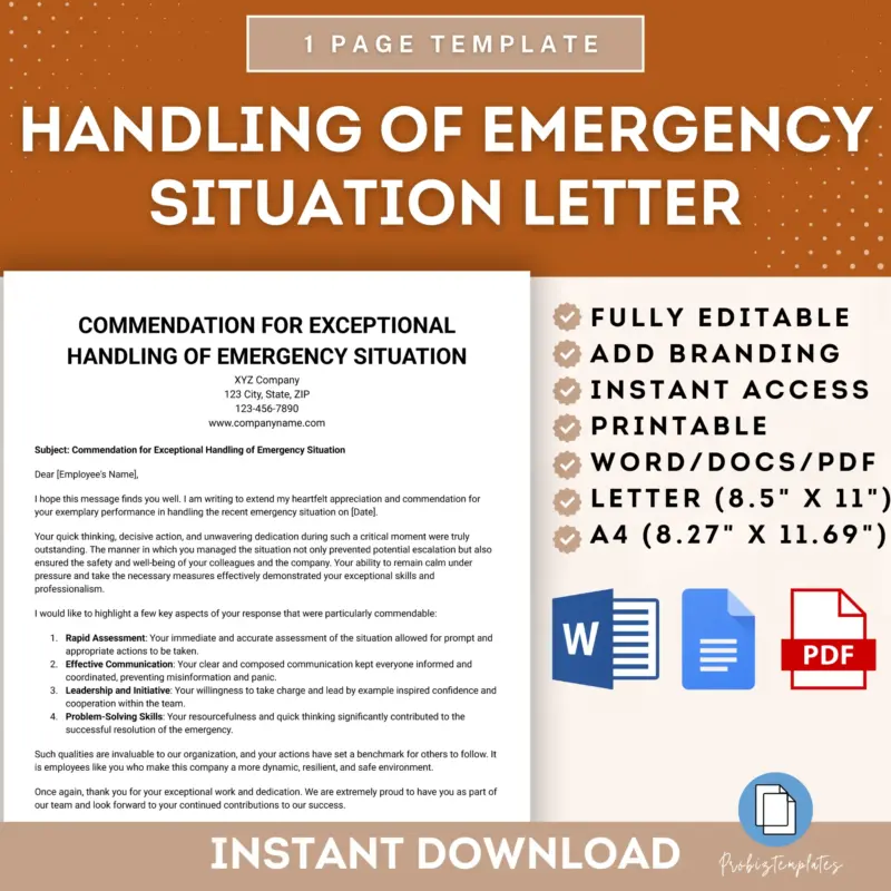 Employee Handling Of Emergency Situation Letter Template