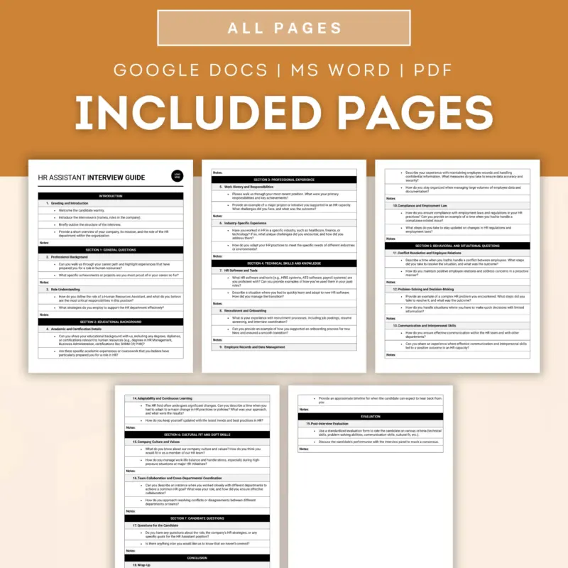 Human Resources Assistant Interview Guide Template | ProBizTemplates