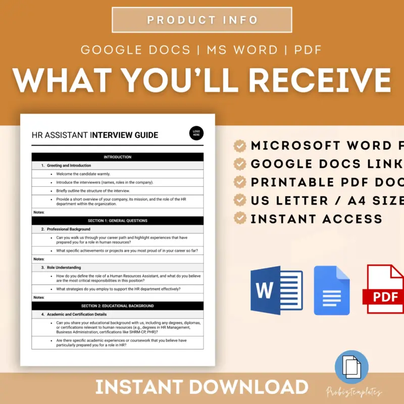 Human Resources Assistant Interview Guide Template | ProBizTemplates