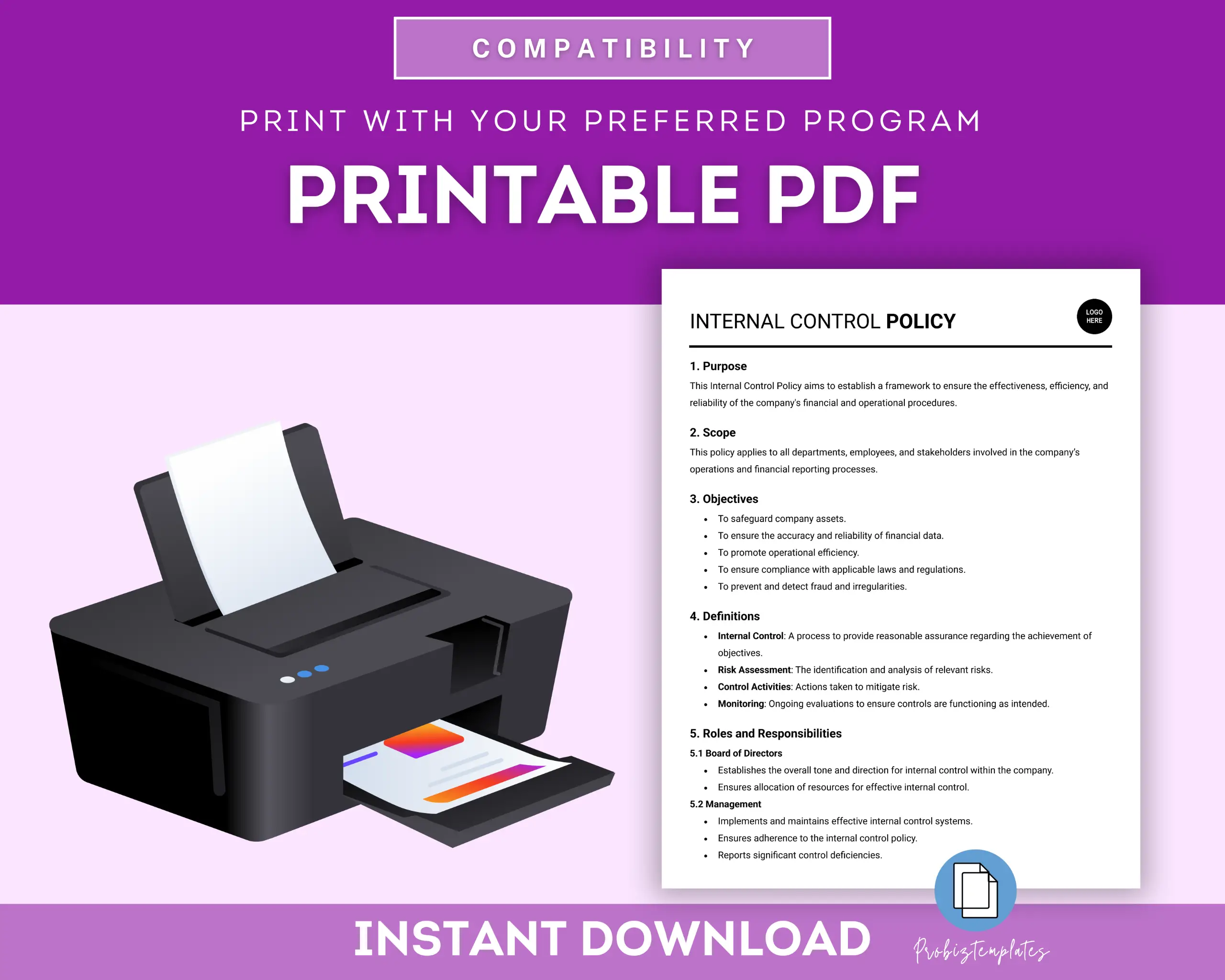 Internal Control Policy Template | ProBizTemplates