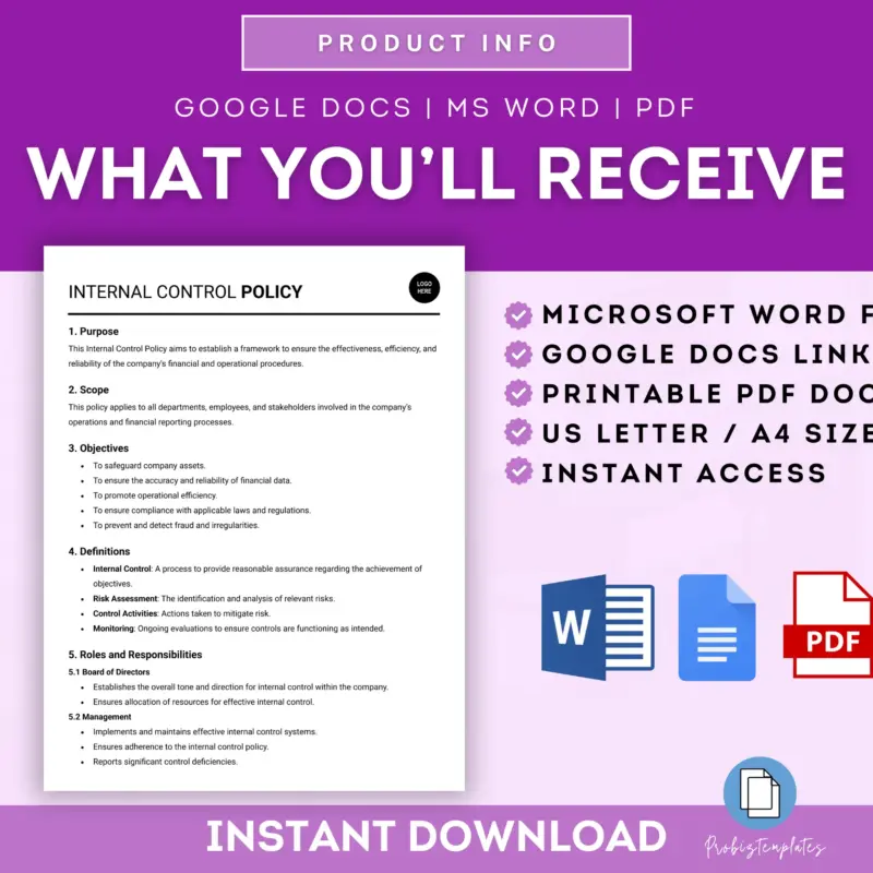 Internal Control Policy Template | ProBizTemplates