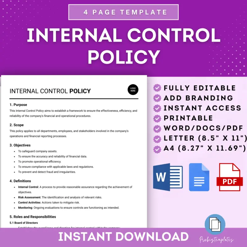 Internal Control Policy Template