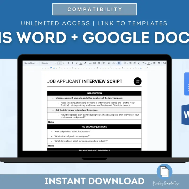 Job Applicant Interview Script Template | ProBizTemplates