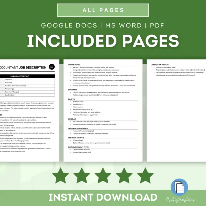 Junior Accountant Job Description Template | ProBizTemplates
