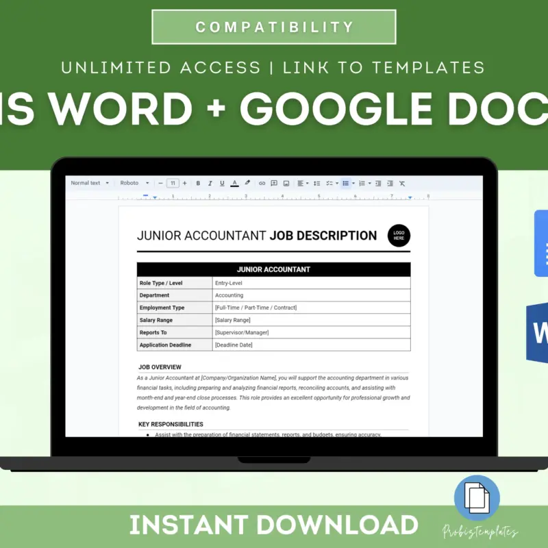 Junior Accountant Job Description Template | ProBizTemplates