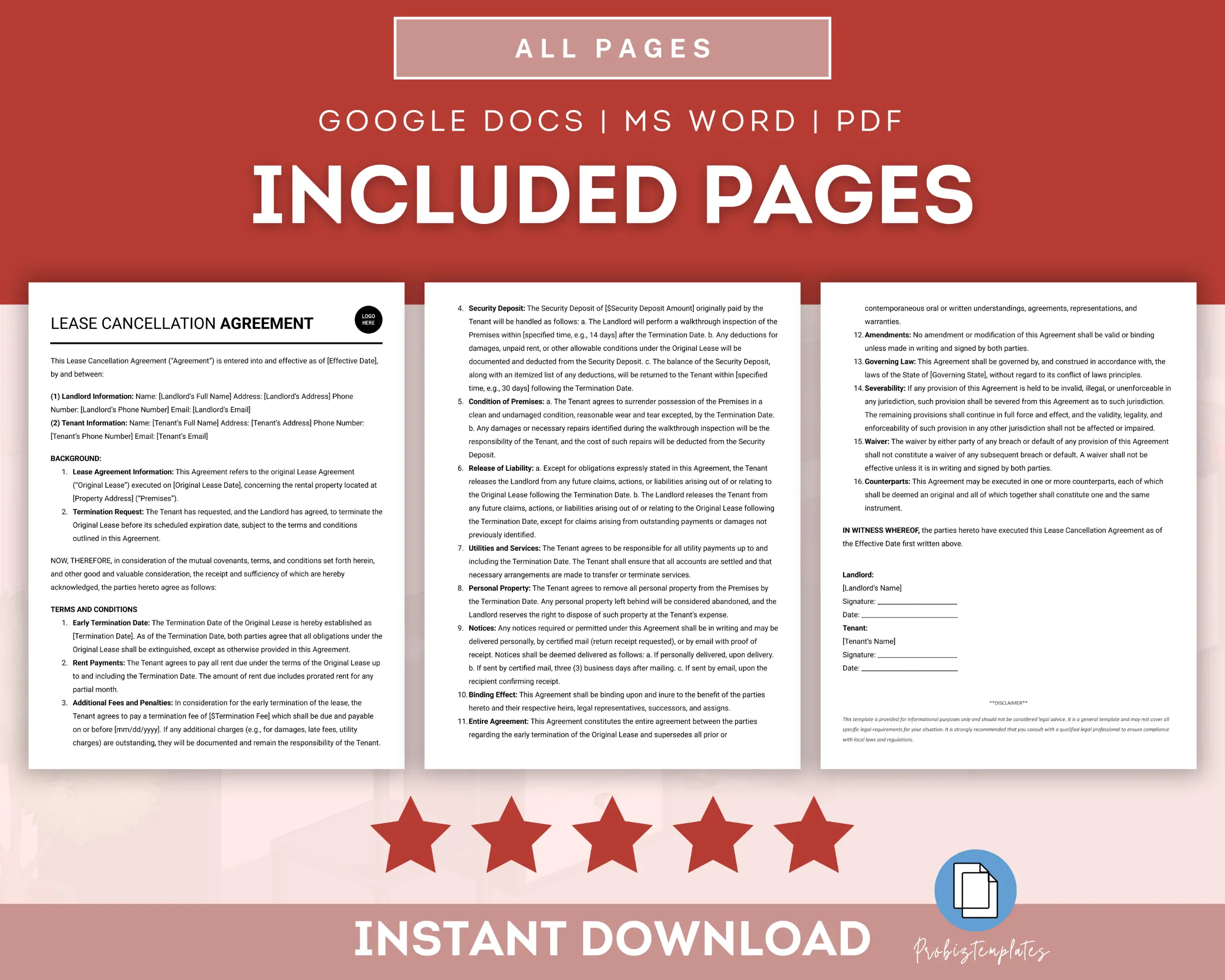 Lease Cancellation Agreement Template - Image 2