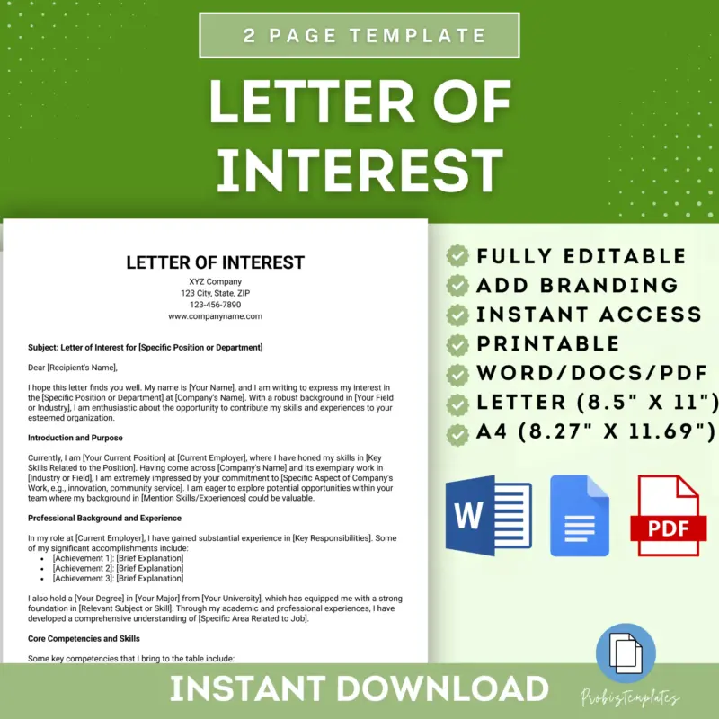 Letter Of Interest Template