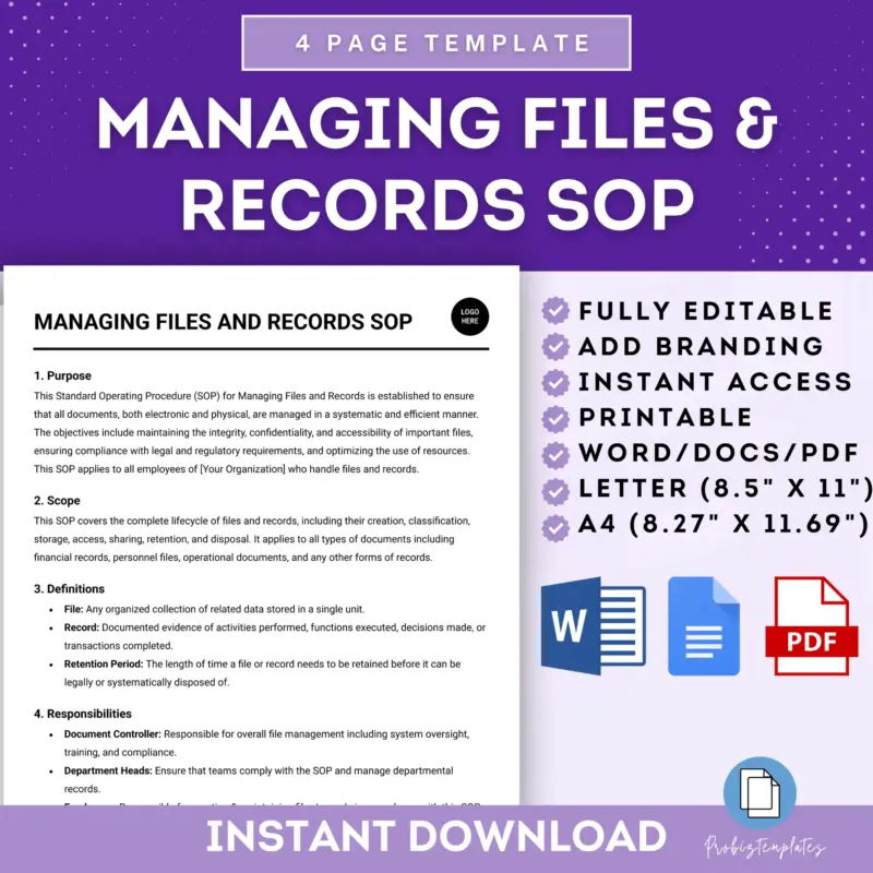 Managing Files And Records SOP Template