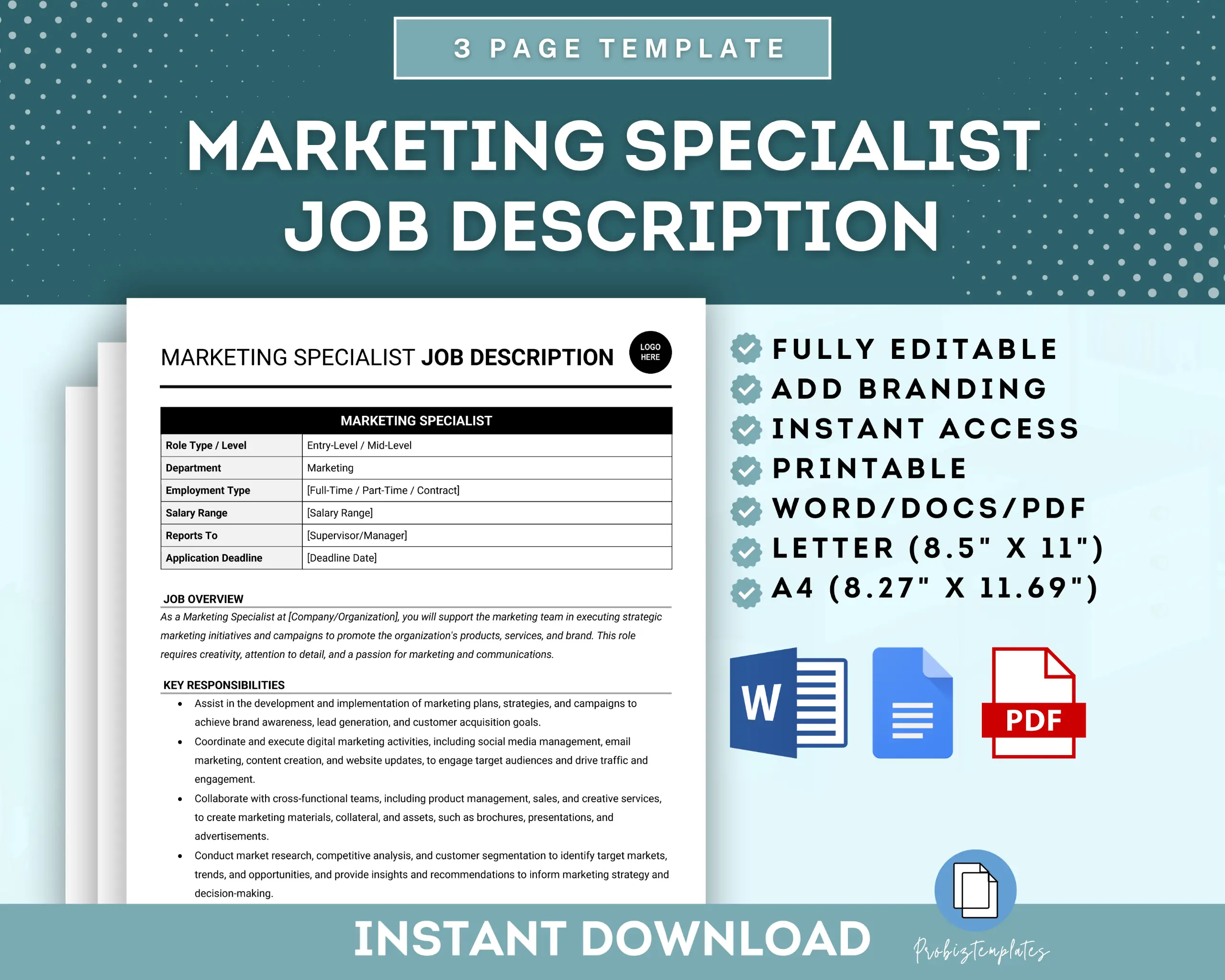 Marketing Specialist Job Description Template