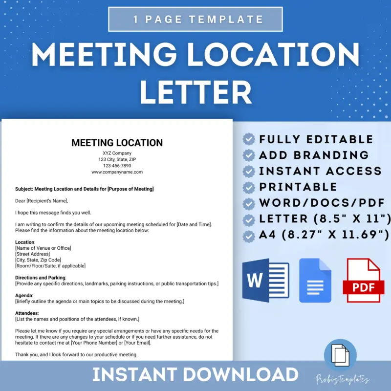 Meeting Location Letter Template