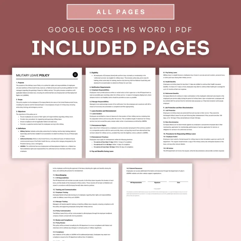 Military Leave Policy Template | ProBizTemplates