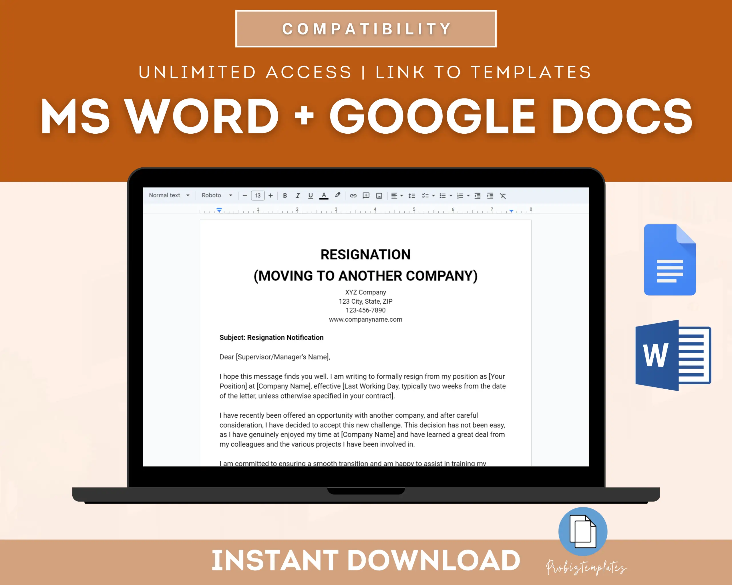 Moving To Another Company Resignation Letter Template - Image 2