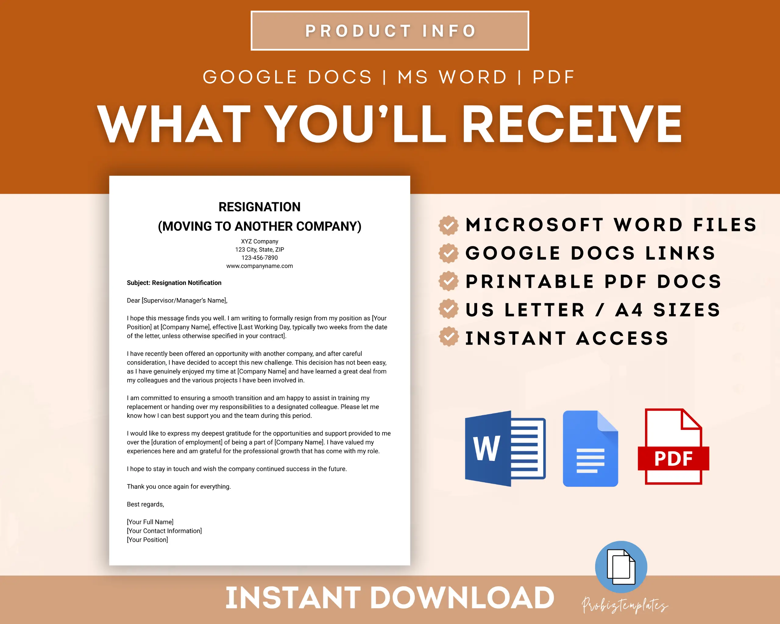 Moving To Another Company Resignation Letter Template - Image 4