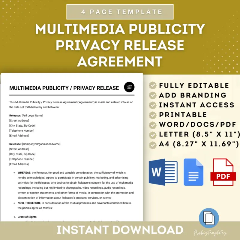 Multimedia Publicity Privacy Release Agreement Template