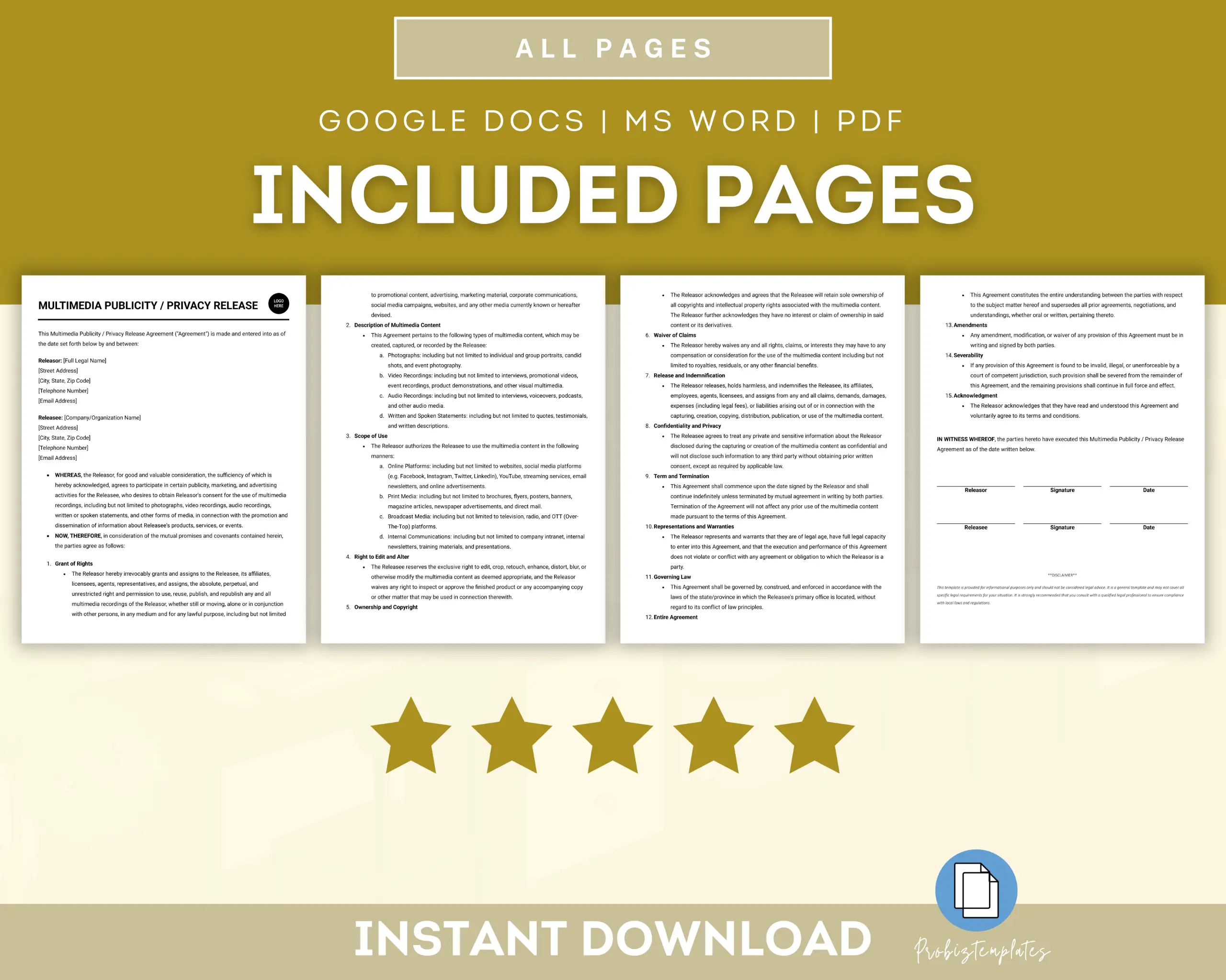 Multimedia Publicity Privacy Release Agreement Template - Image 2